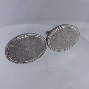 Simple Brushed Face Sterling Silver Cufflinks Large Oval Modern Destino Vintage